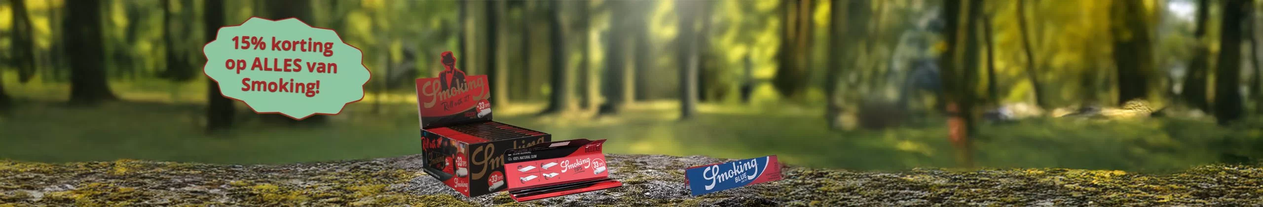15% korting op alles van Smoking - website banner